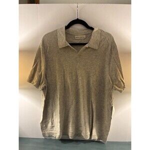 Mutual Weave Mens Knit Polo Shirt XL Oatmeal Heather Short Sleeve Collared NWT